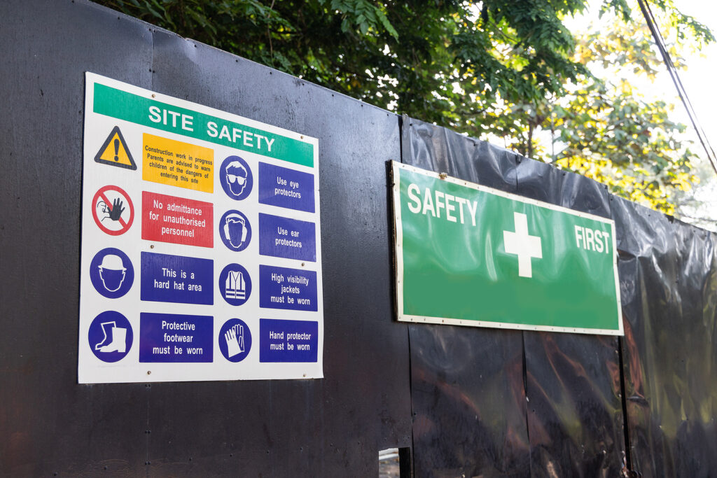 Construction Site Safety Signage At Site Entrance